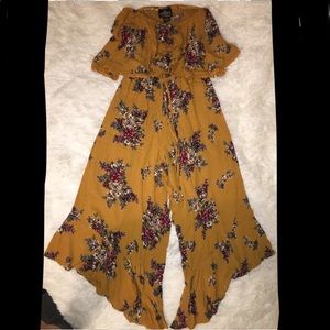 Yellow strapless romper